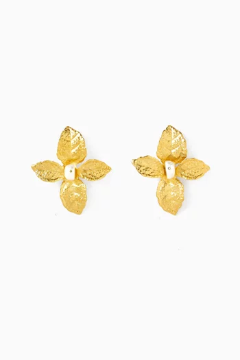 Golden Mint Stud Earrings in 22kt Gold-plated Brass