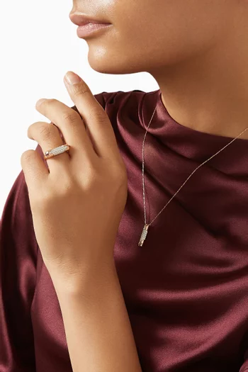 خاتم ليلى سكرول مرصع بماس وياقوت أحمر ذهب عيار 18