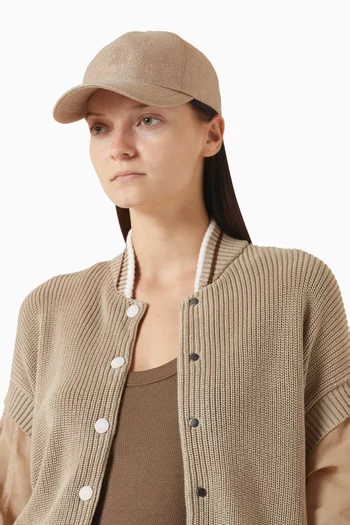 Logo Baseball Cap in Sparkling Linen Twill