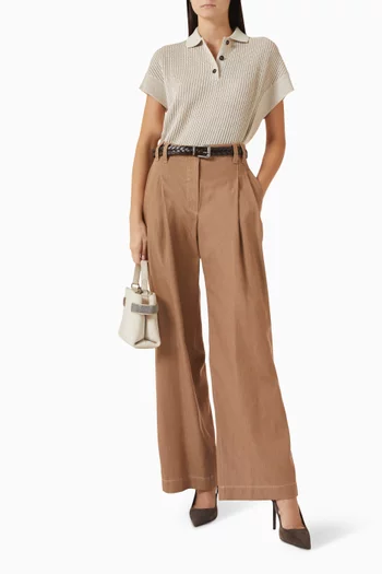 Wide-leg Pants in Denim-effect Twill