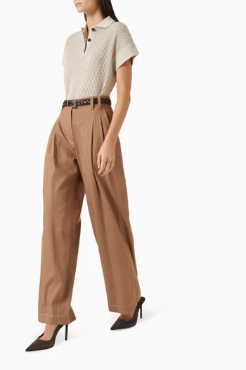 Rib-knit Polo Shirt in Cotton Blend