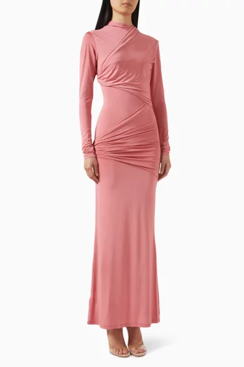 Aria Ruched Knit Dress in Tencel Blend