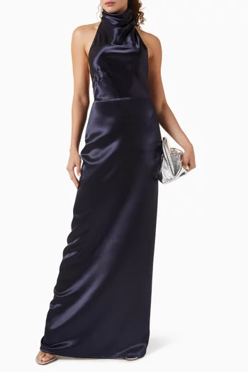 Open-back Wrap Dress in Satin