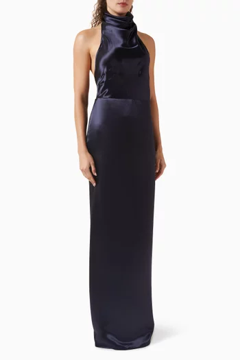 Open-back Wrap Dress in Satin