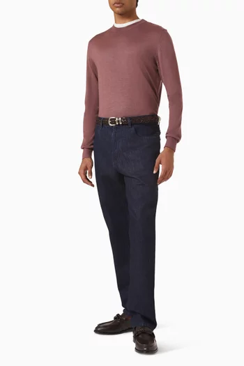 سترة بفتحة رقبة مستديرة حرير وكشمير