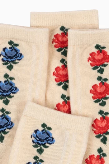 طقم جوارب بنقشة زهور، زوجان 