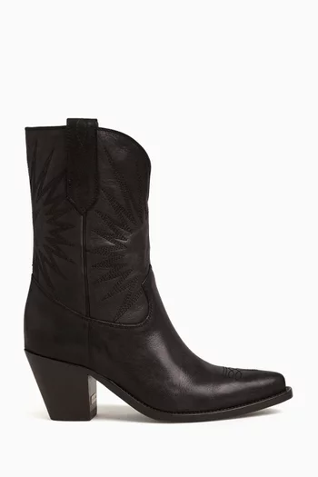 حذاء بوت ويش ستار بطول الكاحل وكعب 70 مم جلد