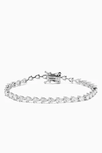 CZ Midi Pear Tennis Bracelet in Rhodium-plated Brass