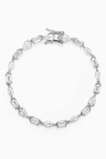 سوار تنس مرصع بأحجار زركونيا مكعبة متعددة الأشكال نحاس مطلي بالروديوم