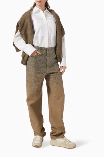 Pleated Bib Shirt in Cotton-poplin