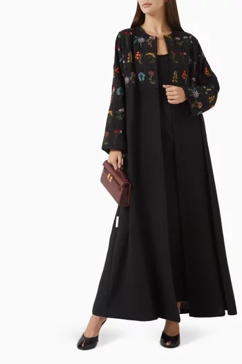 Embroidered Abaya in Polycrepe