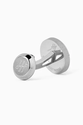 Materica Cufflinks in Malachite & Palladium-Plated Metal