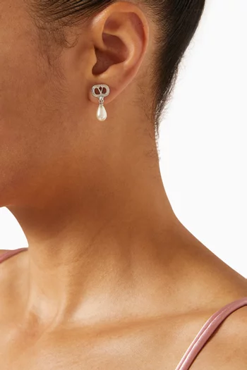 Ovalette Pearl & Swarovski® Earrings in Silver-tone Metal