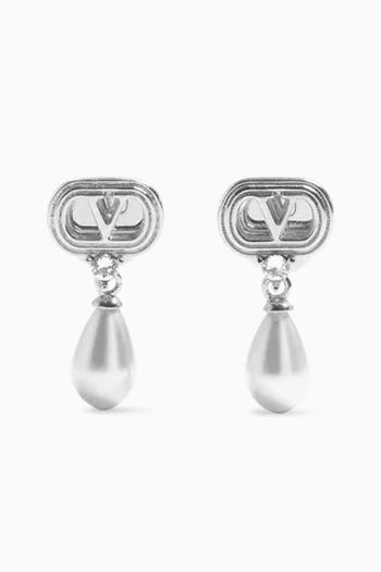 Ovalette Pearl & Swarovski® Earrings in Silver-tone Metal