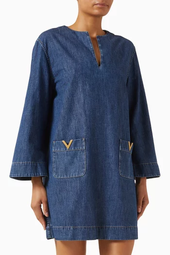 VGold Mini Dress in Denim Chambray