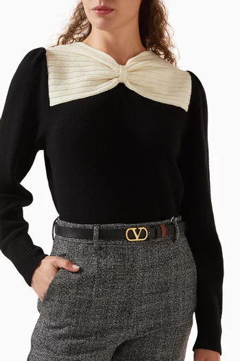 VLOGO Signature Reversible Belt in Shiny Calfskin