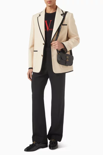 Single-breasted Jacket in Wool Gabardine