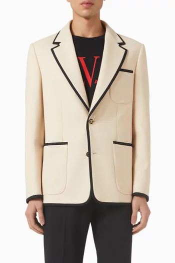 Single-breasted Jacket in Wool Gabardine