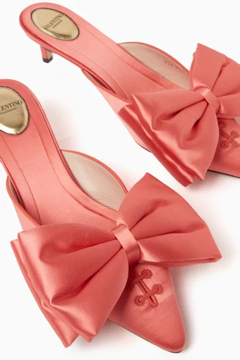 Yolande 45 Bow Mules in Silk Satin