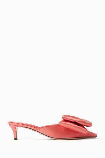 Yolande 45 Bow Mules in Silk Satin