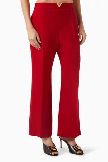 V Flared Pants in Wool-crepe