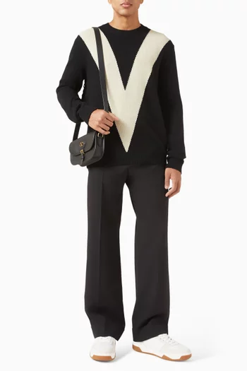 Inlaid V Sweater in Wool