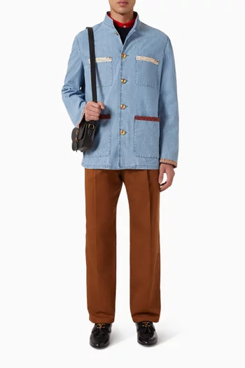 جاكيت سفاري بحواف بنقشة دينم