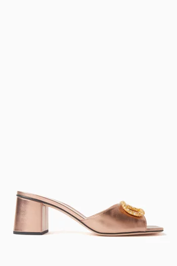 VLOGO Signature Slide Sandals in Laminated Nappa