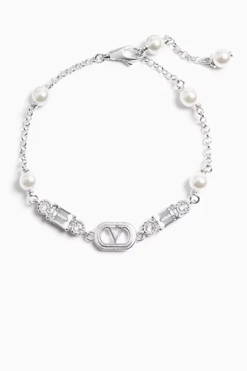 Ovalette Bracelet in Pearl & Swarovski® Bracelet in Silver-tone Metal
