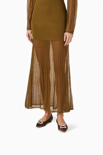 حذاء باليرينا عزيزة مرصع بالكريستال بكعب مسطح ستان