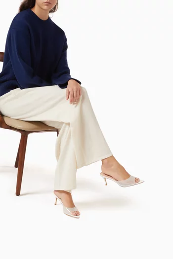 حذاء سيزي مفتوح من الخلف بكعب 70 مم جلد لامع وكلوريد متعدد الفينيل