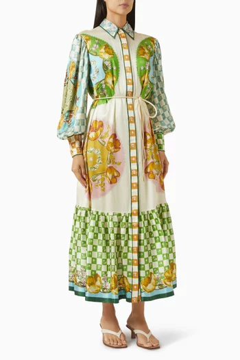 فستان تينا بحزام حرير