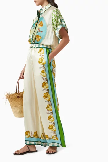 Tina Wide-leg Pants in Silk