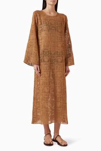 قفطان طويل بتصميم كروشيه