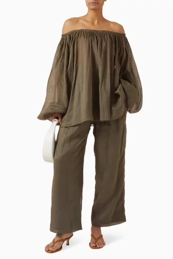 بنطال بيترا بقصة ساق واسعة