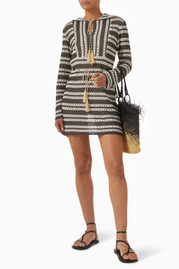 تونيك بغطاء رأس ونقشة شعار الماركة كروشيه