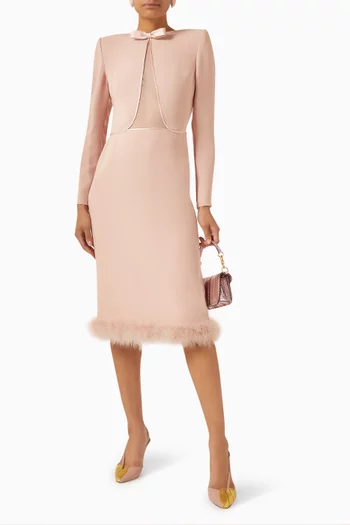 Feather Midi Dress in Cady Couture