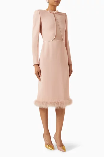 Feather Midi Dress in Cady Couture