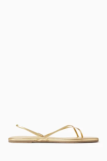 Millie Flat Sandals in Metallic Leather