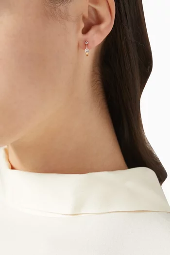 أقراط هاجي مرصعة بأحجار سوليتير مزدوجة نحاس مطلي بلون ذهبي