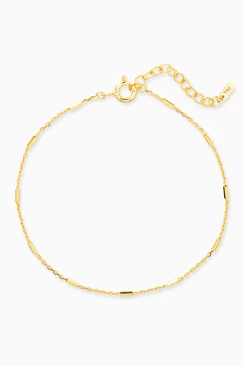 سوار بسلسلة بحلقات وحلي فضة إسترلينية مطلية ذهب