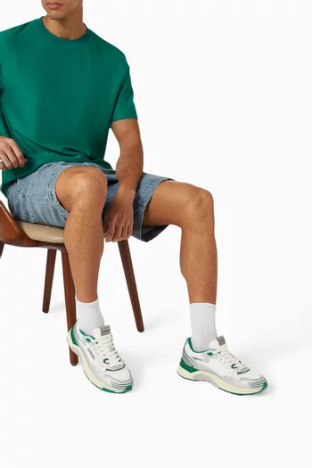 Hyperway Low Sneakers in Metallic Leather & Mesh