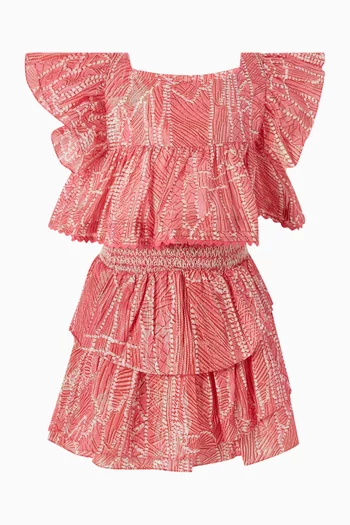 تنورة قصيرة ليلاس قطن لامع 