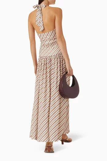 Orielle Striped Halter Maxi Dress