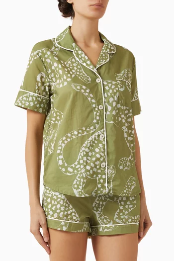 Jag-print Short Pyjama Set in Cotton