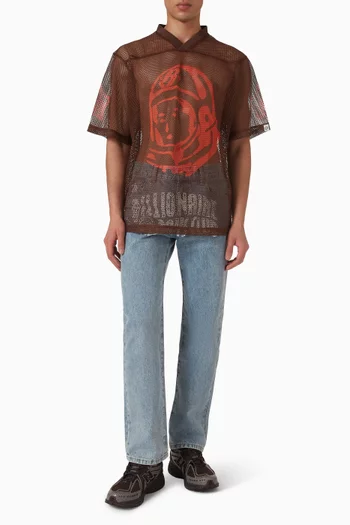 تي شيرت بطبعة رائد فضاء كبيرة قماش شبكي