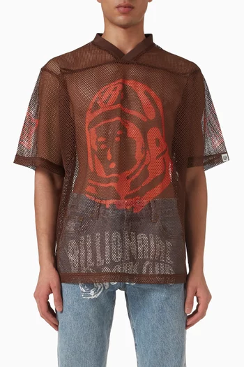 تي شيرت بطبعة رائد فضاء كبيرة قماش شبكي