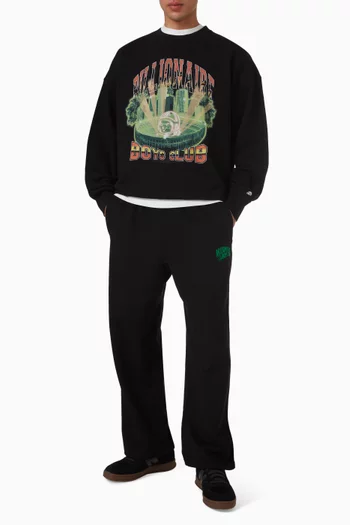 سويت شيرت فضفاض مزين باستاد قطن