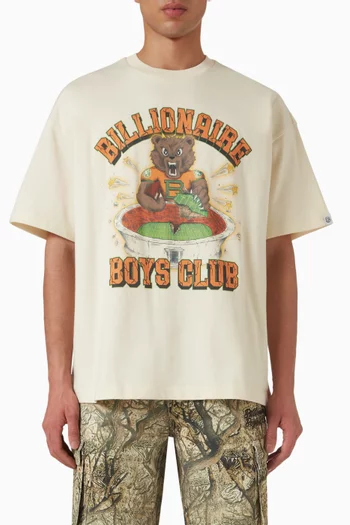 تي شيرت مزين بجالب حظ وأحجار راين قطن