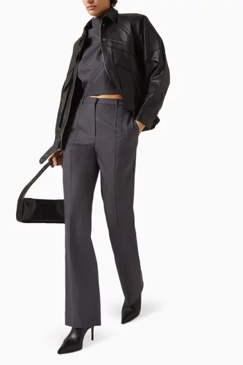 Pleated Straight-leg Pants in Twill